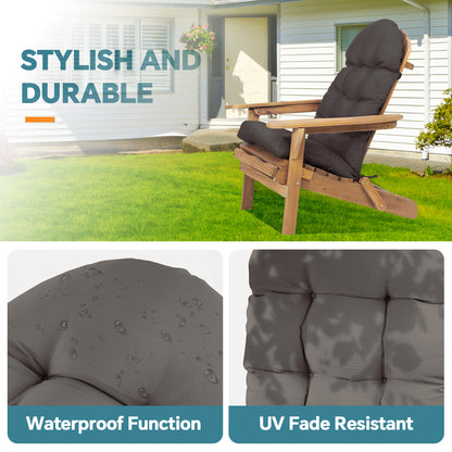 HioHa Adirondack Chair Cushion, 49x20x4.7 inch Patio Chair Cushion with Ties, Indoor/Outdoor Rocking Chair Cushion with Sunproof Waterproof and Fade-Resistant(Gray, 2pc)