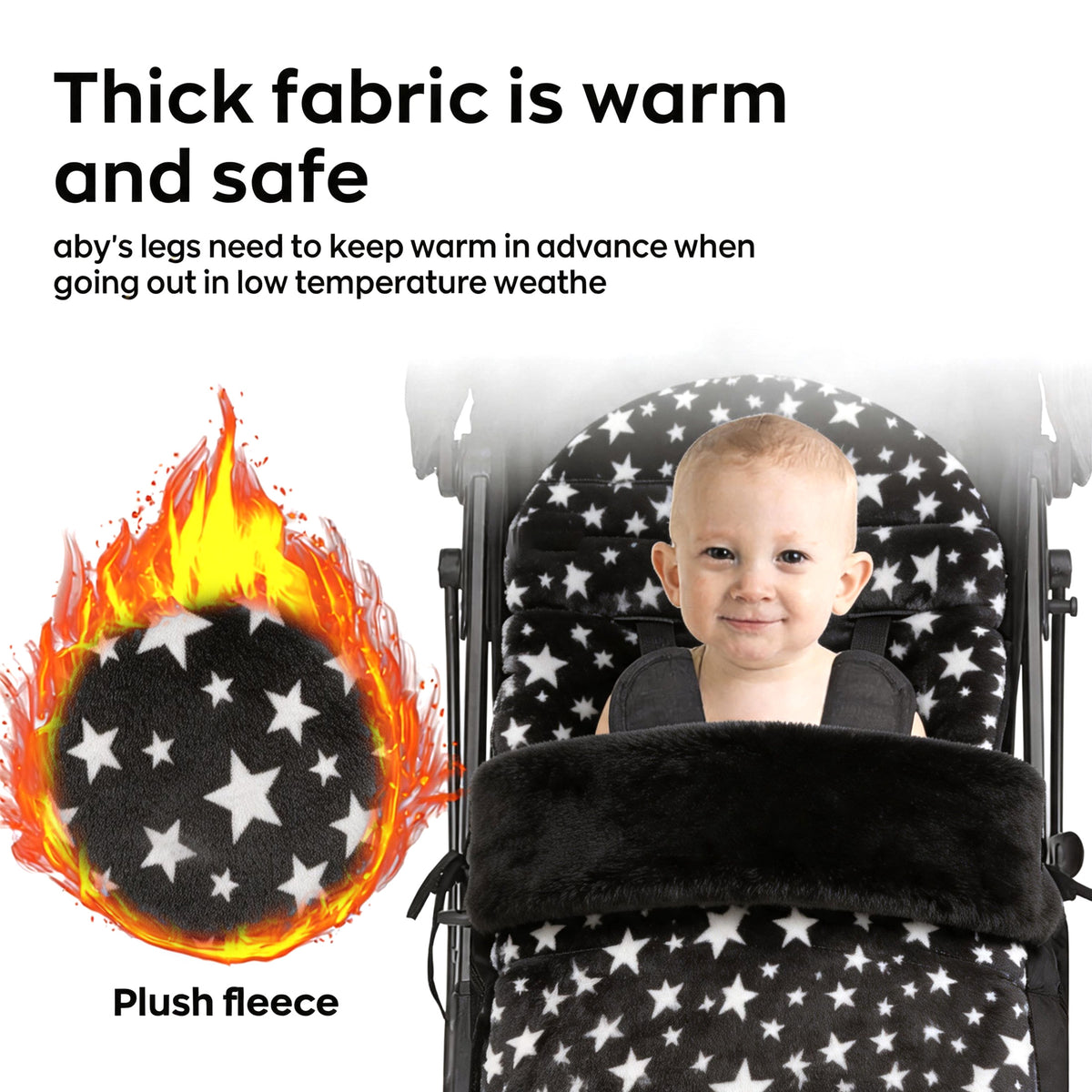 HioHa Universal Baby Stroller Footmuff, Winter Warm Pram Foot Sack with 5-Point Harness Opening, Windproof & Water-Resistant, Machine Washable Cozy Liner for Newborn to Toddler, Fits Most Strollers