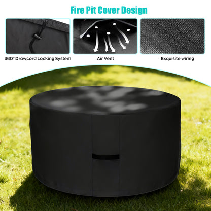 LCGOD Heavy Duty Round Fire Pit Cover, 100% Waterproof, 30x18 Inches, Fits 28-30 Inch Outdoor Gas/Wood Burning Fire Pits & Fire Tables