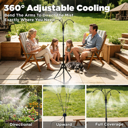 Lcgod 5.3FT Outdoor Standing Misting Sprayer, Adjustable Height Cooling Mist System, Portable Mist Hose for Patio Garden Pool BBQ Backyard Sunbathing