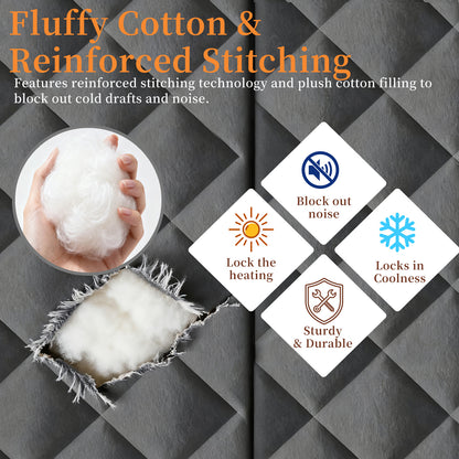 HioHa Magnetic Thermal Door Curtain - 32x80 Inch Insulated Winter Door Cover with Thickened Cotton, for Sliding Glass & Patio Doors to Block Cold Drafts - Black