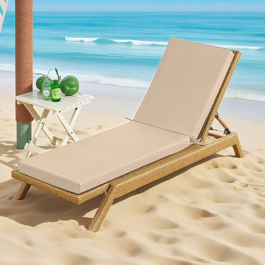 LCGOD Outdoor Chaise Lounge Cushions, 72x21x3 inch Patio Recliner Chair Cushion with Ties, High-Density Foam Chair Cushion for Outdoor Furniture, khaki