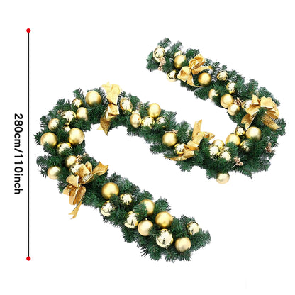 HioHa Christmas Garland 9ft Artificial Pine Garland with Warm White LED Lights, Pine Cones and Berries for Holiday Indoor Home Decor