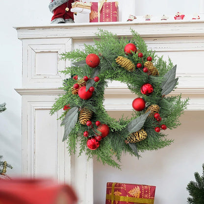 HioHa Christmas Wreaths & Fall Wreath for Front Door, 16-inch Artificial Decor with Pine Cones & Berries for Indoor Outdoor Use