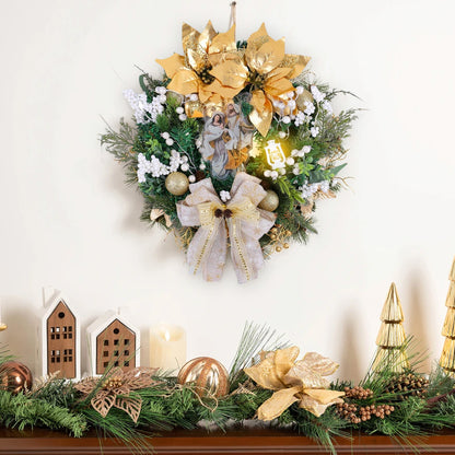 HioHa Christmas Wreaths & Fall Wreath for Front Door, 16-inch Artificial Decor with Pine Cones & Berries for Indoor Outdoor Use