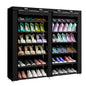 HioHa Plastic 7-Tier Double Row Shoe Rack with Dustproof Cover, Non-Woven Fabric Shoe Organizer, Holds 36 Pairs of Shoes, Space Saving Storage, 42.5 Inches Tall, Black