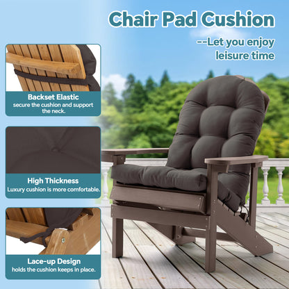 HioHa Adirondack Chair Cushion, 49x20x4.7 inch Patio Chair Cushion with Ties, Indoor/Outdoor Rocking Chair Cushion with Sunproof Waterproof and Fade-Resistant(Gray, 2pc)