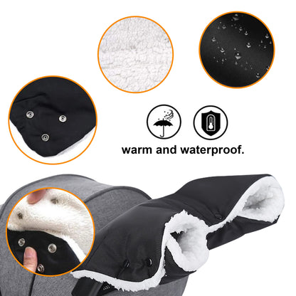 HioHa Stroller Hand Muff Warmer for Parents, Winter Pushchair Accessory Fits Most Buggies & Bike Trailers, Black