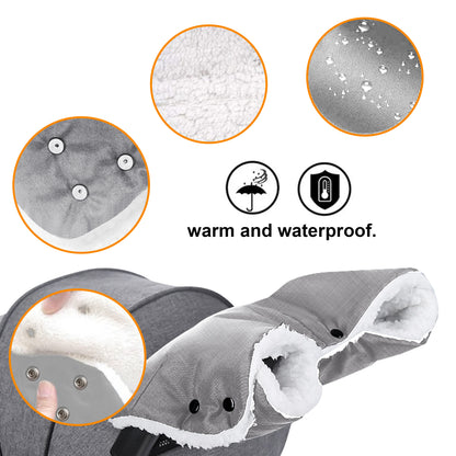 HioHa Stroller Hand Muff Warmer for Parents, Winter Pushchair Accessory Fits Most Buggies & Bike Trailers, Gray