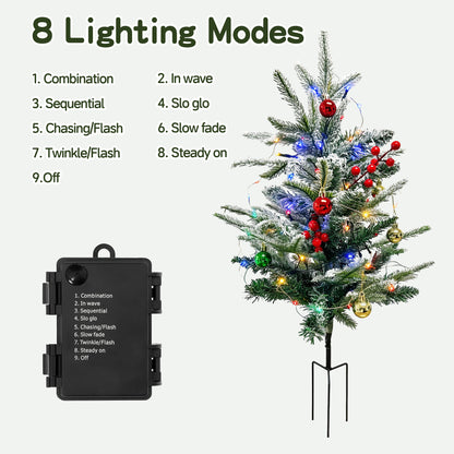 HioHa Solar Christmas Tree, 2 Pack Outdoor Mini Christmas Tree with Red Berries, Waterproof Light Up Xmas Tree Stakes for Yard Garden Lawn Pathway Decor