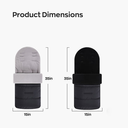 HioHa Universal Baby Stroller Footmuff, Winter Warm Pram Sack with 5-Point Harness Opening, Windproof & Water-Resistant, Machine Washable Cosy Liner for Newborn to Toddler, Fits Most Strollers Black