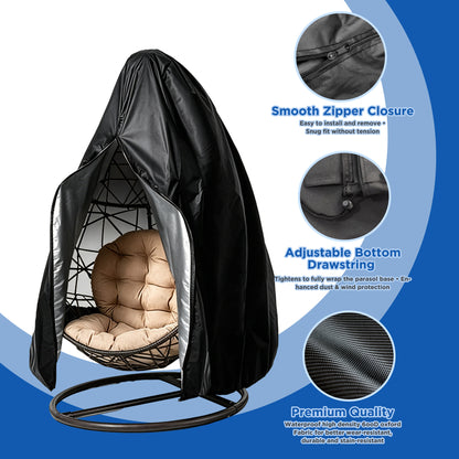 Lcgod Patio Egg Chair Cover with Zipper, Waterproof Weather Resistant Windproof Wicker Hanging Swing Chair Cover, 75" x 45"