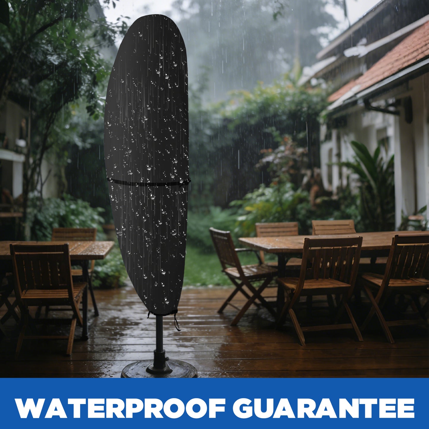 Lcogd 420D Waterproof Patio Umbrella Cover 12'-14', Outdoor Dustproof Universal Umbrella Cover with Support Rods