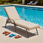 LCGOD Outdoor Chaise Lounge Cushions, 72x21x3 inch Patio Recliner Chair Cushion with Ties, High-Density Foam Chair Cushion for Outdoor Furniture, khaki