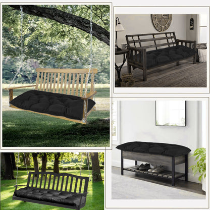 LCGOD Patio Swing Cushions, for Outdoor Bench , Waterproof & Fade-Resistant 60x20x3 in Black