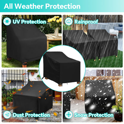 LCGOD Patio Chair Covers, Outdoor Lawn Furniture Covers 100% Waterproof, Lounge Deep Seat Large Cover with 600D Heavy Duty Oxford Cloth, 37" W x 30" D x 31" H（2PCS）