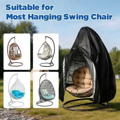 Lcgod Patio Egg Chair Cover with Zipper, Waterproof Weather Resistant Windproof Wicker Hanging Swing Chair Cover, 75" x 45"