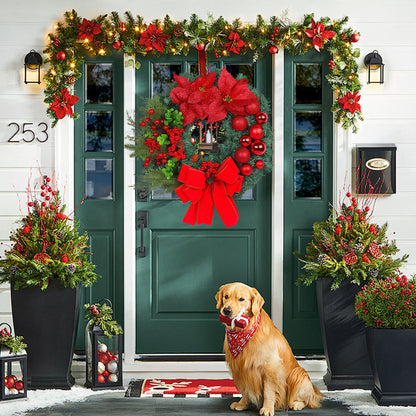 HioHa Christmas Wreaths & Fall Wreath for Front Door, 16-inch Artificial Decor with Pine Cones & Berries for Indoor Outdoor Use
