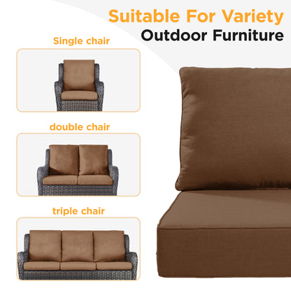 LCGOD Outdoor Chair Cushions Waterproof & Fade-Resistant, Deep Seat Cushion Set, 22x22 Inch, coffee
