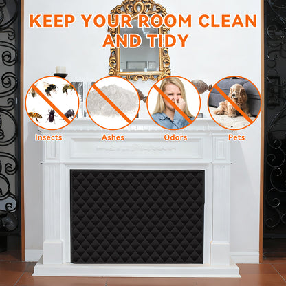 HioHa Magnetic Fireplace Indoor Fireplace Covers Keep Drafts Out Stops Heat Loss Fireplace Strong Magnet for Iron Fireplace Frame Fireplace Screen 39x32