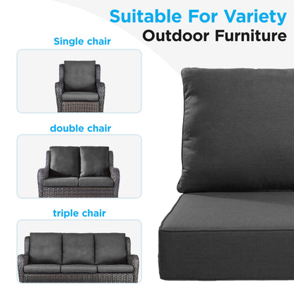 LCGOD Outdoor Chair Cushions Waterproof & Fade-Resistant, Deep Seat Cushion Set, 22x22 Inch, Gray
