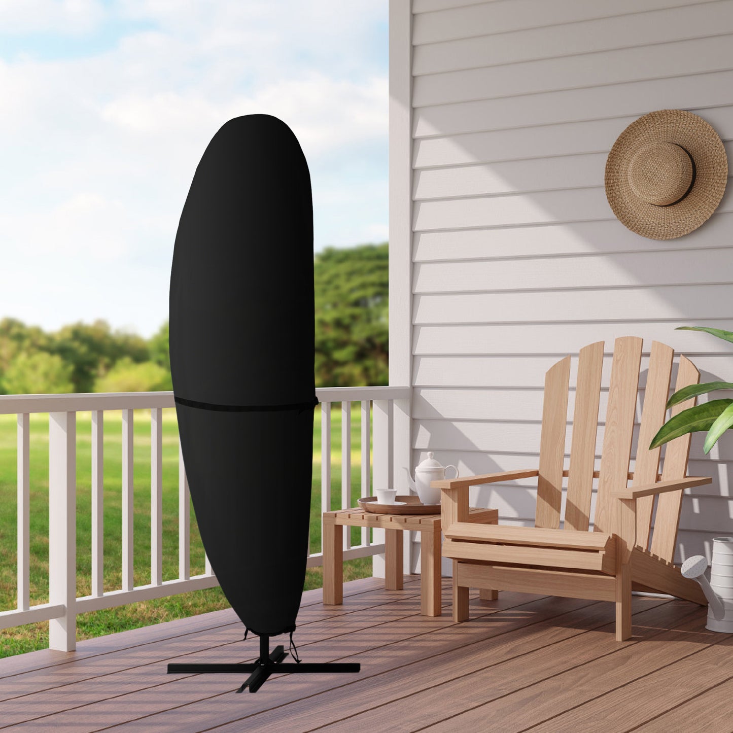 Lcogd 420D Waterproof Patio Umbrella Cover 8'-12', Outdoor Dustproof Universal Umbrella Cover with Support Rods