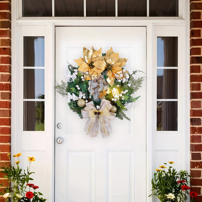 HioHa Christmas Wreaths & Fall Wreath for Front Door, 16-inch Artificial Decor with Pine Cones & Berries for Indoor Outdoor Use