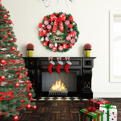 HioHa Christmas Wreaths & Fall Wreath for Front Door, 16-inch Artificial Decor with Pine Cones & Berries for Indoor Outdoor Use