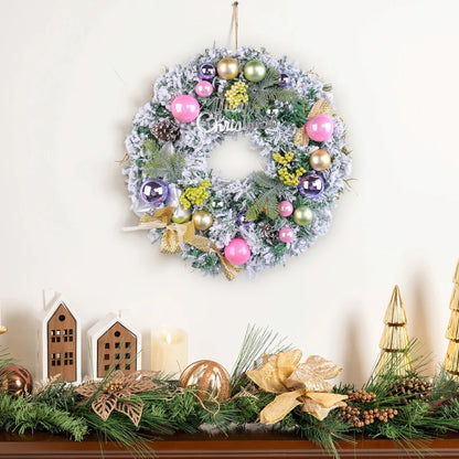 HioHa Christmas Wreaths & Fall Wreath for Front Door, 16-inch Artificial Decor with Pine Cones & Berries for Indoor Outdoor Use