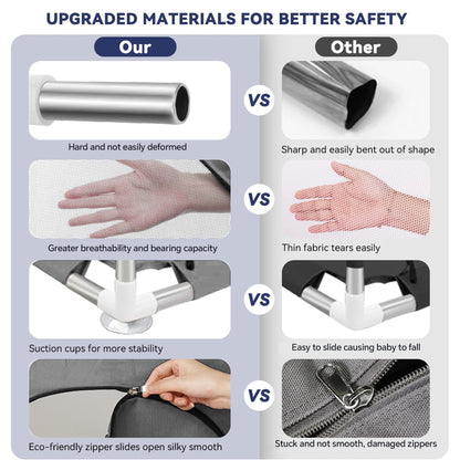 HioHa 52" x 52" Baby Playpen, Portable Play Yard with Sturdy Steel Frame & Breathable Mesh, Indoor Outdoor Baby Play Area