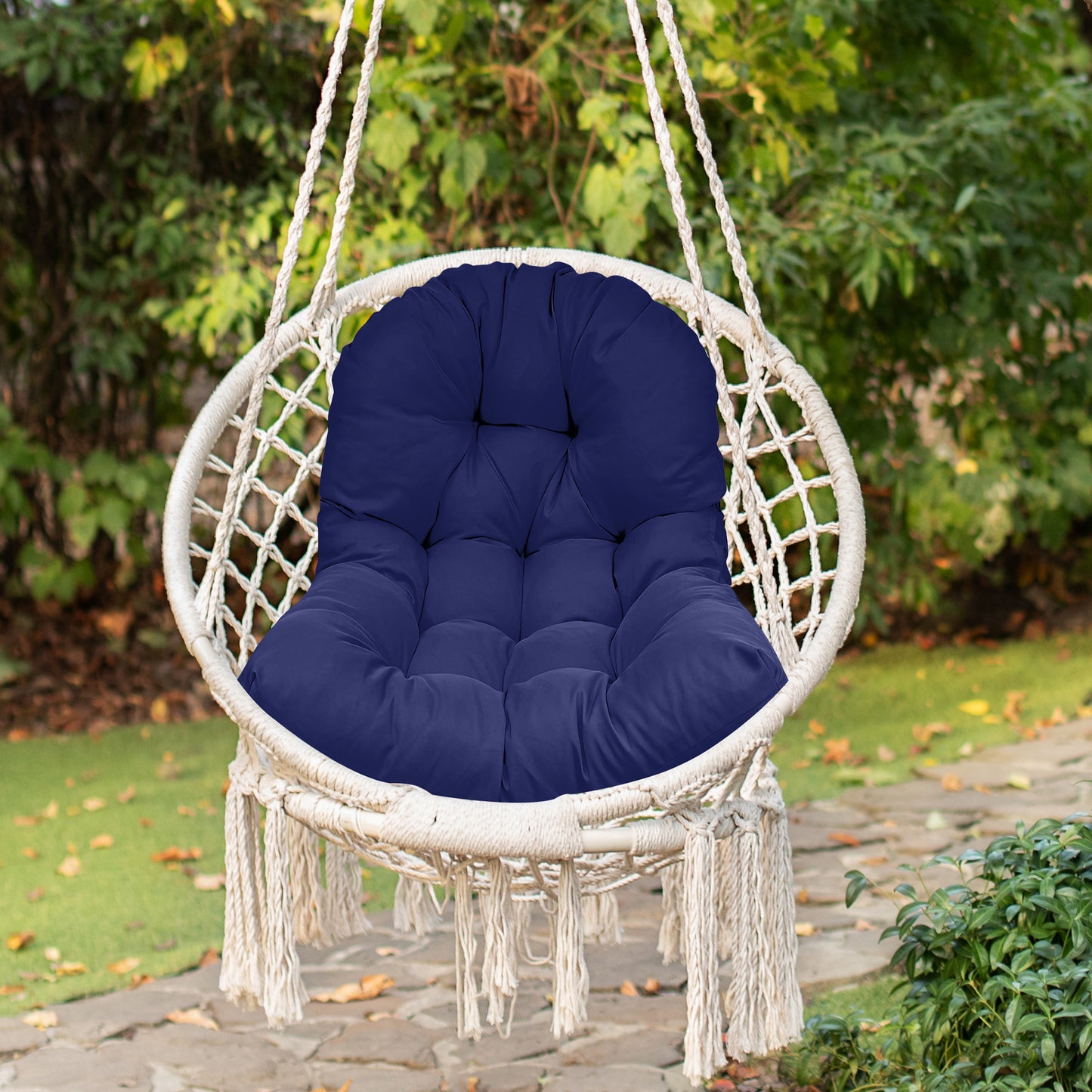 LCGOD 4" Thick Egg Chair Cushion, PP Cotton Filling, Removable Waterproof Cover, Non-Slip for Hanging Swing, Patio Garden & Indoor Lounger