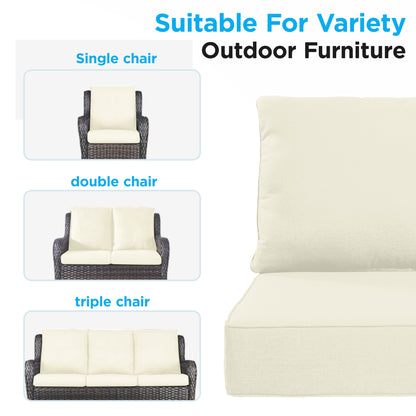 LCGOD Outdoor Chair Cushions Waterproof & Fade-Resistant, Deep Seat Cushion Set, 22x22 Inch, White