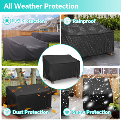 LCGOD Patio Sofa Cover Waterproof, 3-Seater Deep Lounge Loveseat Cover, Lawn Patio Furniture Cover, Heavy Duty Outdoor Couch Cover with Handle, 83" W x 39" D x 28" H