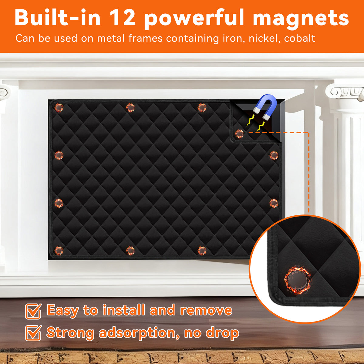 HioHa Magnetic Fireplace Indoor Fireplace Covers Keep Drafts Out Stops Heat Loss Fireplace Strong Magnet for Iron Fireplace Frame Fireplace Screen 39x32