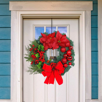 HioHa Christmas Wreaths & Fall Wreath for Front Door, 16-inch Artificial Decor with Pine Cones & Berries for Indoor Outdoor Use