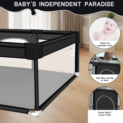 HioHa 71" Baby Playpen - Mat Included, Sturdy Steel Frame & Breathable Mesh Walls, Portable Indoor/Outdoor Play Yard