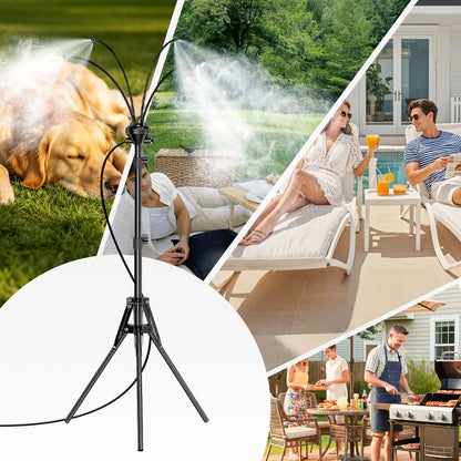 Lcgod 5.3FT Outdoor Standing Misting Sprayer, Adjustable Height Cooling Mist System, Portable Mist Hose for Patio Garden Pool BBQ Backyard Sunbathing