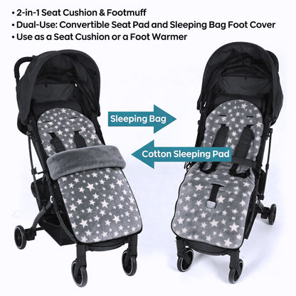 HioHa Universal Baby Stroller Footmuff, Winter Warm Pram Foot Sack with 5-Point Harness Opening, Windproof & Water-Resistant, Machine Washable Cozy Liner for Newborn to Toddler, Fits Most Strollers