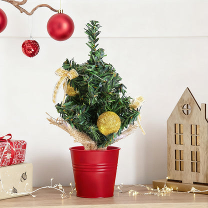 HioHa Small Christmas Trees with Lights, 1.4ft Mini Christmas Tree - Flocked Tabletop Christmas Decor for Home Office, Rustic Artificial Christmas Tree