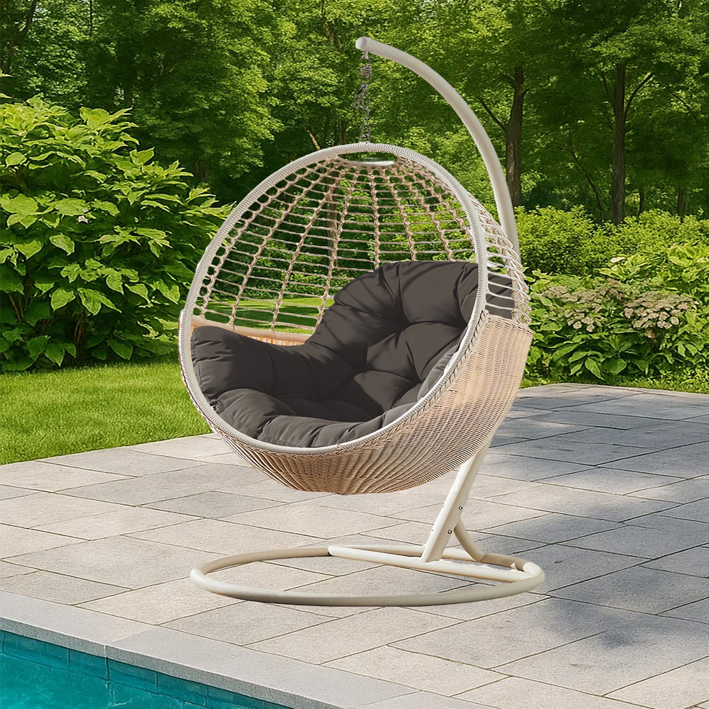 LCGOD 4" Thick Egg Chair Cushion, PP Cotton Filling, Removable Waterproof Cover, Non-Slip for Hanging Swing, Patio Garden & Indoor Lounger