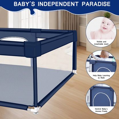 HioHa 71" Baby Playpen - Mat Included, Sturdy Steel Frame & Breathable Mesh Walls, Portable Indoor/Outdoor Play Yard