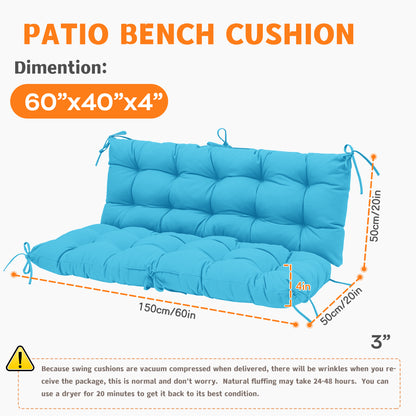 LCGOD Patio Bench Cushion, for Outdoor Swing Chair, Waterproof & Fade Resistant, 60x40x4 in, Blue