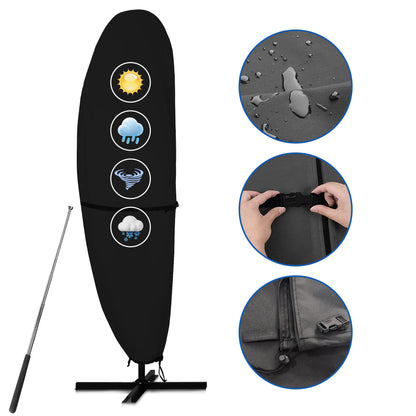 Lcogd 420D Waterproof Patio Umbrella Cover 12'-14', Outdoor Dustproof Universal Umbrella Cover with Support Rods