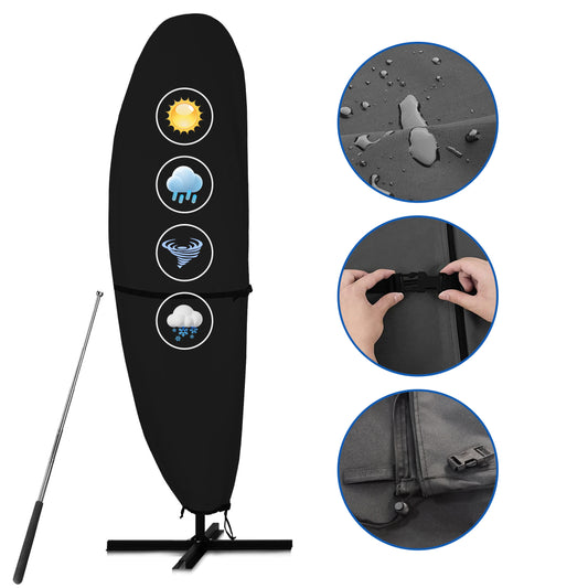 Lcogd 420D Waterproof Patio Umbrella Cover 12'-14', Outdoor Dustproof Universal Umbrella Cover with Support Rods