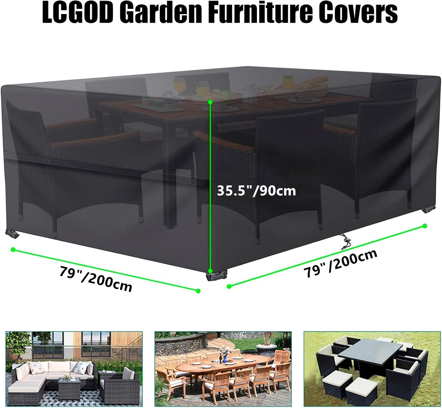 LCOGD Patio Furniture Cover,Outdoor Furniture Covers Waterproof General Purpose, Outdoor Sofa Sets Covers Heavy Duty Windproof Anti-UV 79''L*65" W*31.5''H