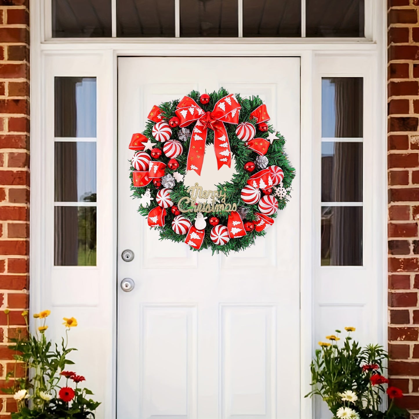 HioHa Christmas Wreaths & Fall Wreath for Front Door, 16-inch Artificial Decor with Pine Cones & Berries for Indoor Outdoor Use