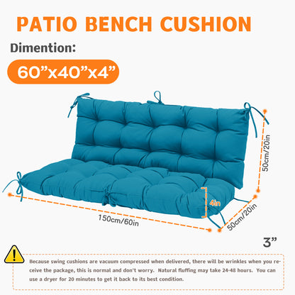 LCGOD Patio Bench Cushion, for Outdoor Swing Chair, Waterproof & Fade Resistant, 60x40x4 in, Blue