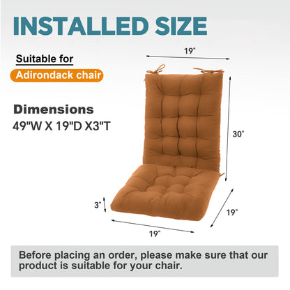 HioHa Rocking Chair Cushion, 49x19x3 inch Lounge Chaise Chair Cushion with Ties, Thickened Recliner Cushion Double-Sided Foldable(Brown)