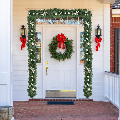 HioHa Christmas Garland 9ft Artificial Pine Garland with Pine Cones Berries for Holiday Indoor Outdoor Decor