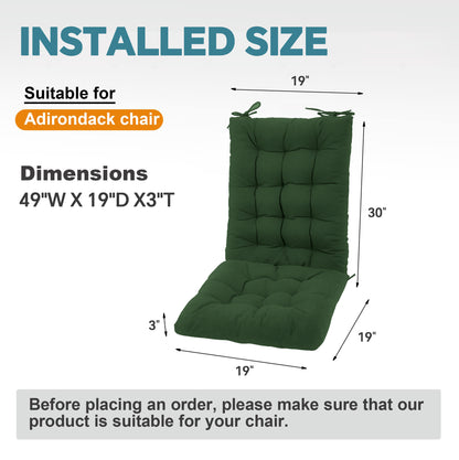 HioHa Rocking Chair Cushion, 49x19x3 inch Lounge Chaise Chair Cushion with Ties, Thickened Recliner Cushion Double-Sided Foldable(Deep Green)